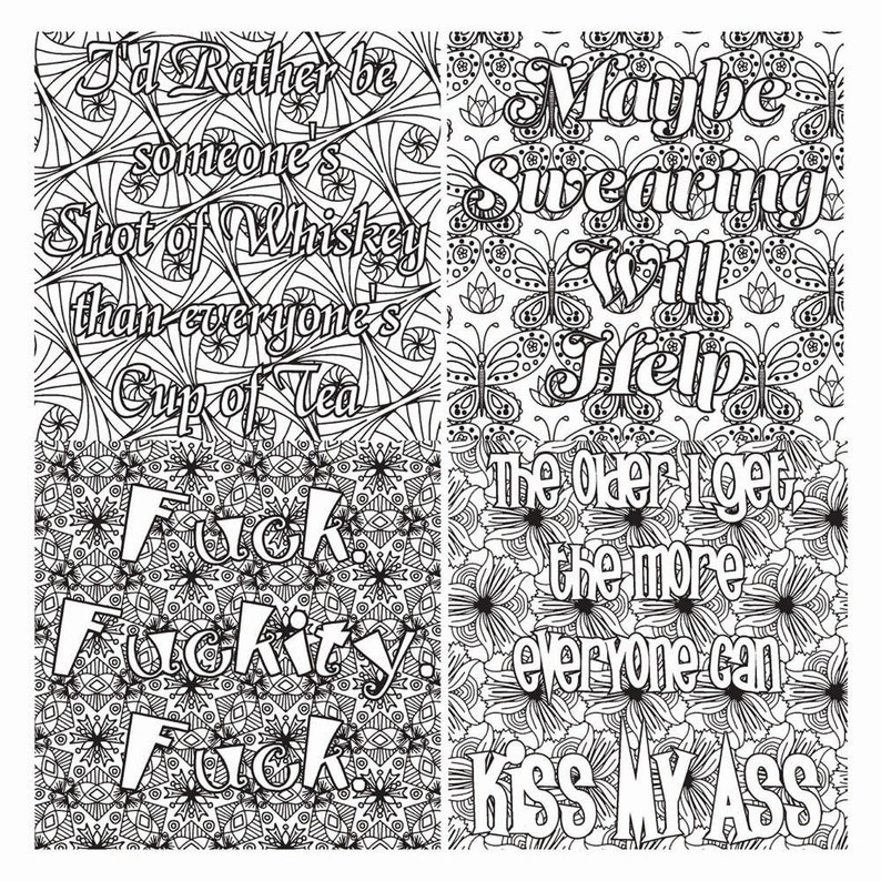 Download Sweary and Sassy Patterns Adult Coloring Book Printable | Etsy