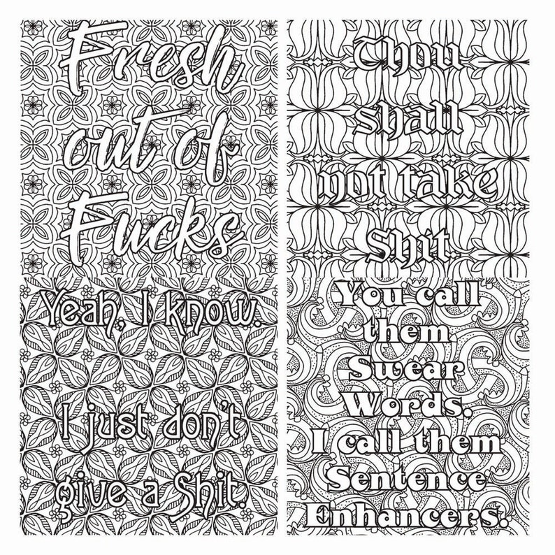 Download Sweary and Sassy Patterns Adult Coloring Book Printable | Etsy