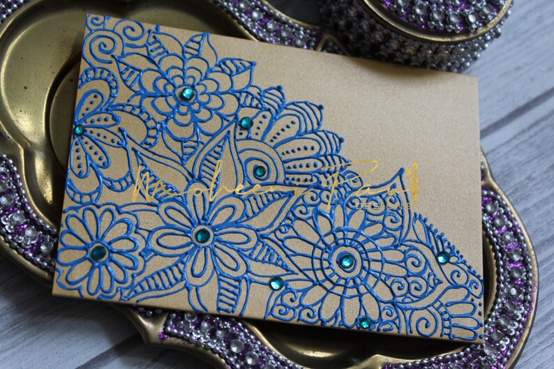 Henna Card Mehndi Card Henna Invitations Henna Invites | Etsy