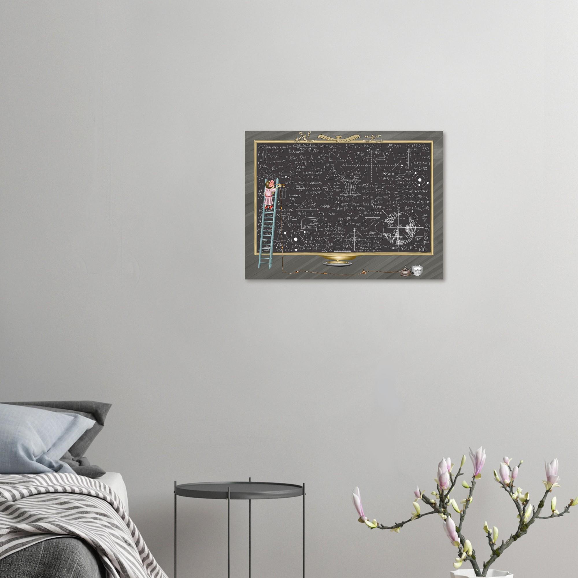 Math Iconic Figure The Mathematician Original Art Poster – Iconic Math Formulas Chalkboard ...