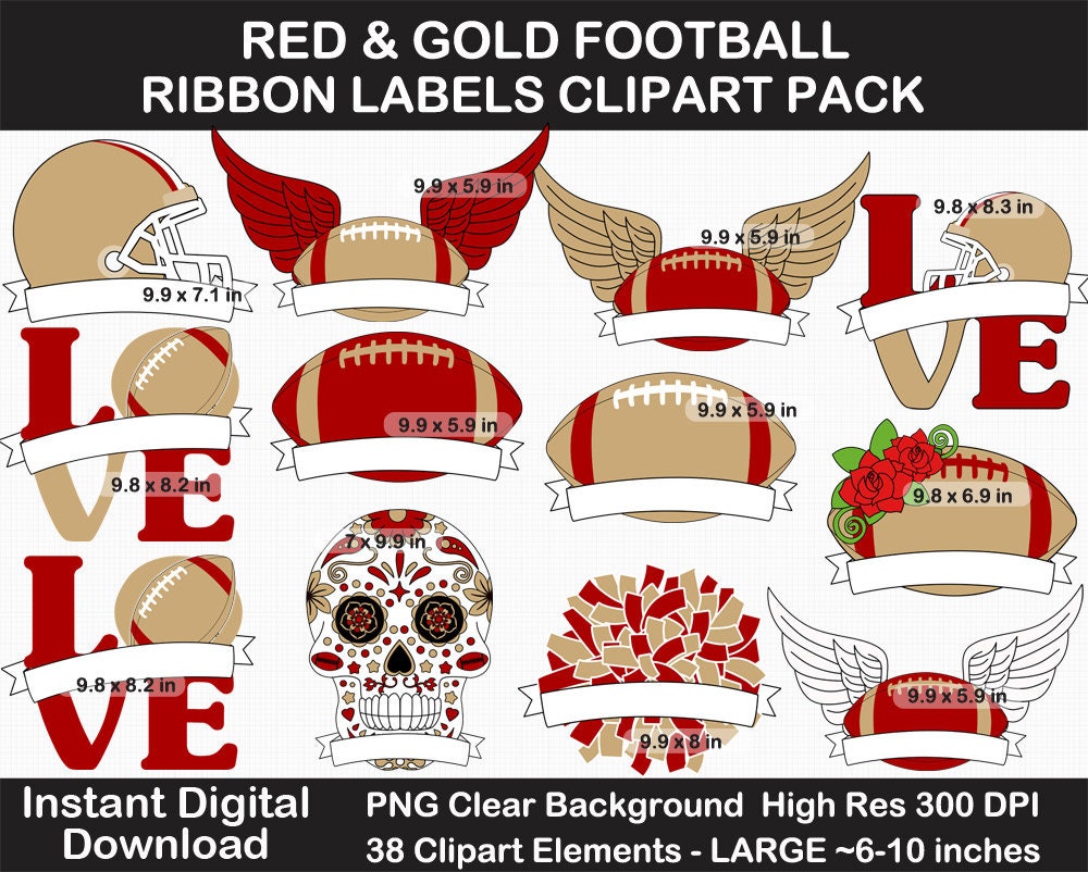 Red And Gold Football Ribbon Labels Clipart Pack Helmet Etsy Red And Gold Football Ribbon Labels Clipart Pack Helmet Etsy