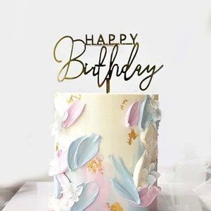 Happy Birthday Cake Topper | Gold Birthday Topper | Gold Cake Topper