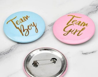 Könsavslöjande spel | Team pojke Team flicka-märke | Babyshower-nålar | Könsavslöjande märke | 20 nålar