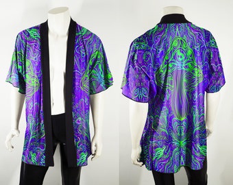 Festival Kimono Men's Purpley Green Trippy Mushroom