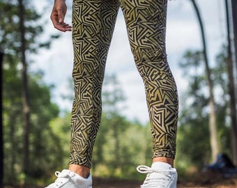 Festival Meggings Herren Leggings in Geometrisch Camouflage