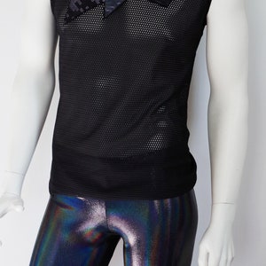 Festival Leggings Men's in Black Holographic Iridescent image 9