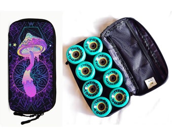 Pink Wavy Mushroom Roller Skate Wheel Bag with Sacred Geometry