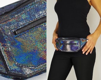 Holographic Iridescent Black Fanny Pack