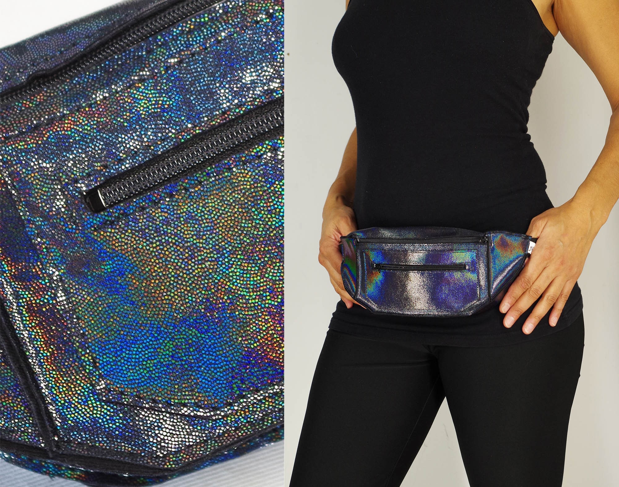 Tidligere politi forening Holographic Iridescent Black Fanny Pack - Etsy