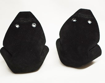 Roller Skate Toe Caps Solid Black Durable Suede with Black Grommets