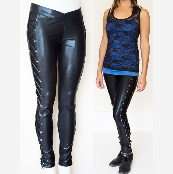 biker leather look leggings