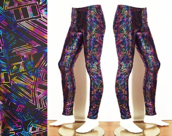 Festival Herren Leggings Meggings Geometric Metallic Print