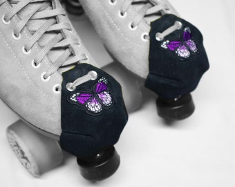 Roller Skate Toe Caps with Purple Butterfly on Durable Suede