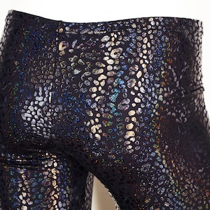 Festival Leggings Men's in Black Holographic Iridescent image 5