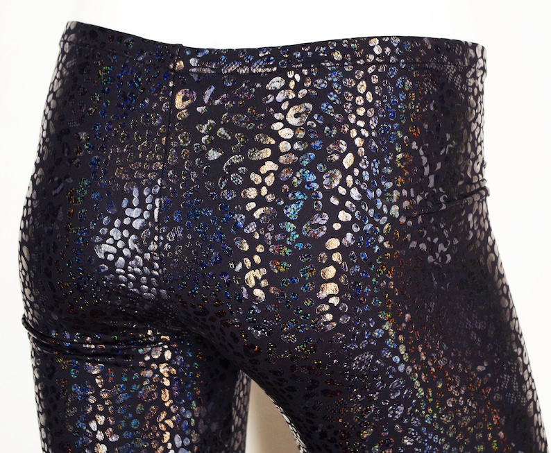 Festival Leggings Men's in Black Holographic Iridescent image 5