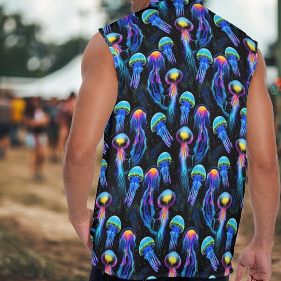 jellyfish dress shirt Vibrant Jellyfish Sleeveless Festival Dress Shirt