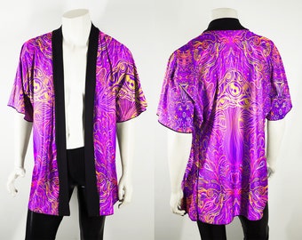 Festival Kimono Men's Fuchsia Gold Trippy Mushroom