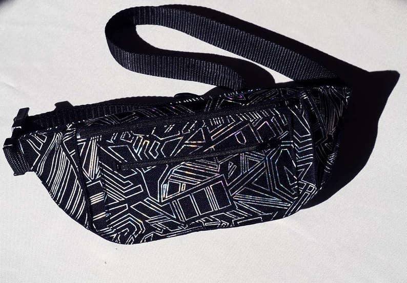 Silver Holographic Geometric Fanny Pack | Etsy