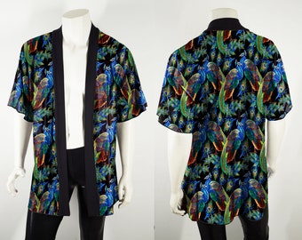 Festival Men's Kimono in Lavish Peacock Print