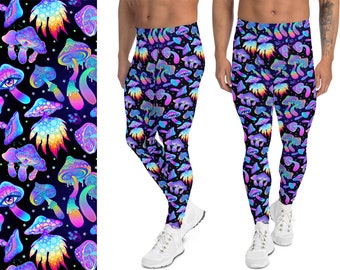 Festival Men's Leggings Meggings Trippy Mushroom Print