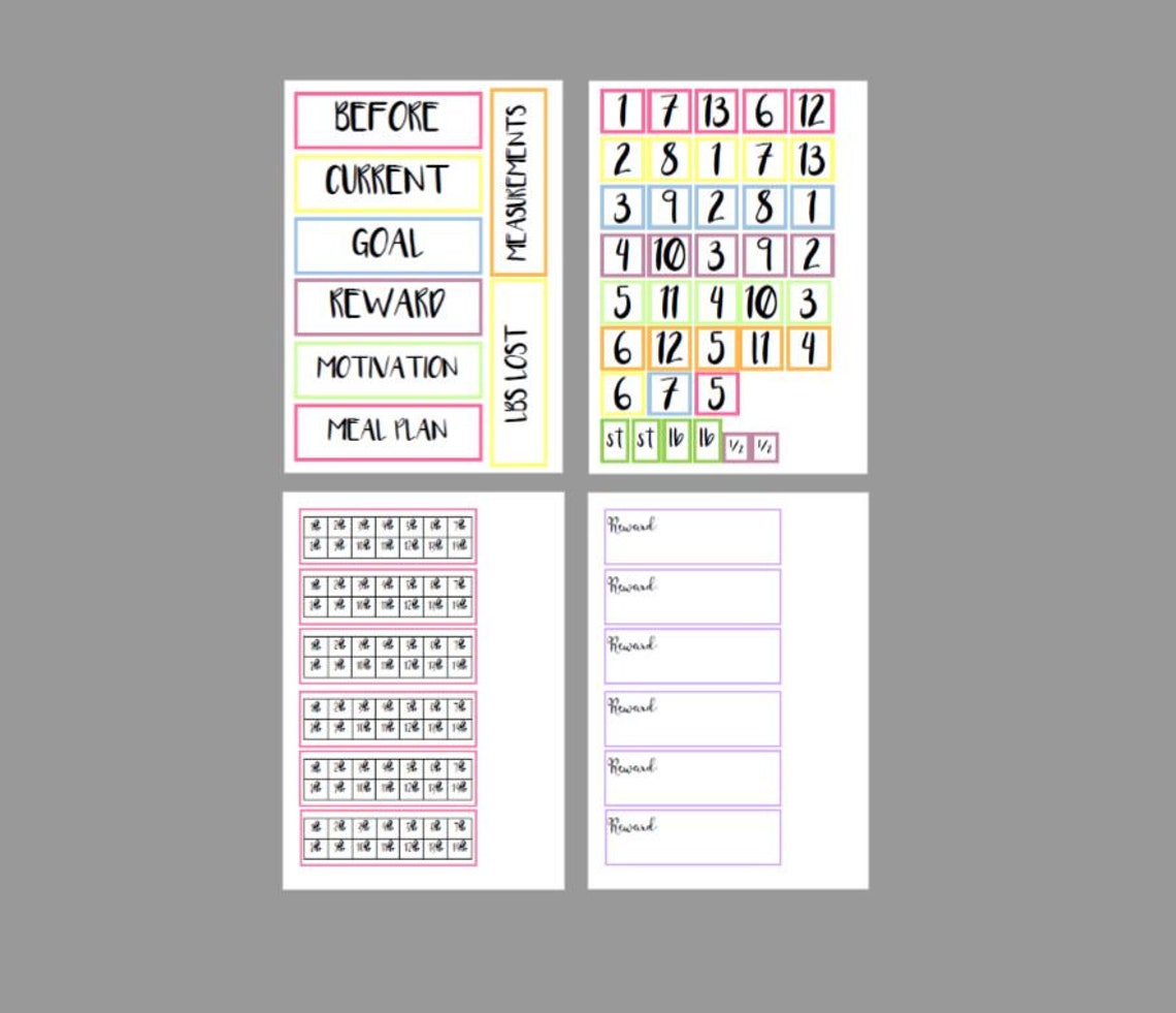 Weight Loss Motivational Vision Board Printable St/lbs/kg Instant