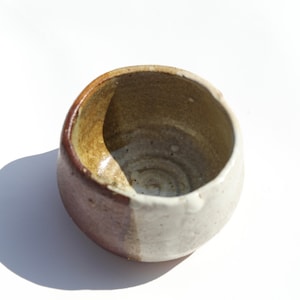 Handmade Ceramic Bowl: Brown Beige Snack Cup, Candle Holder
