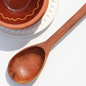 Custom hand carved in Mexico City wooden spoon, large jam spoon, big salad spoon, one of a kind home decor gift, farmhouse, homeware