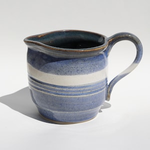 Handmade Blue & White Pottery Pitcher: Farmhouse Creamer, Small Vase