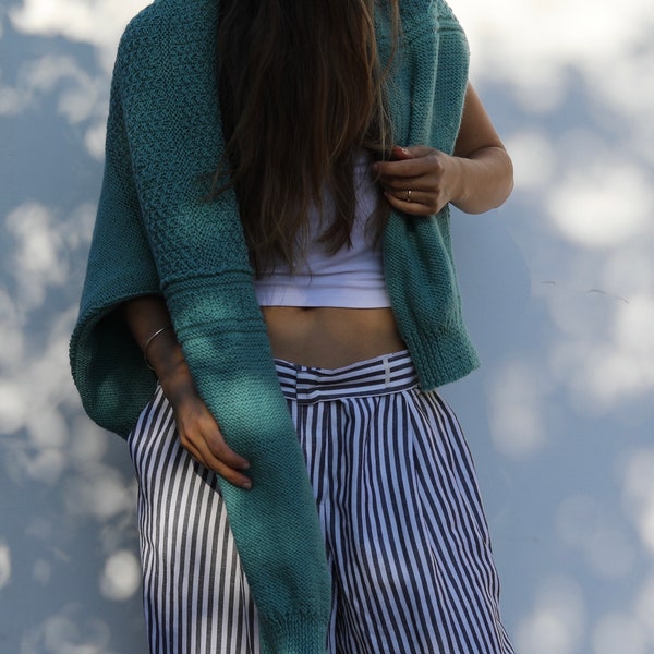 Front Seam V-Neck Sweater in Ocean Teal main image 0
