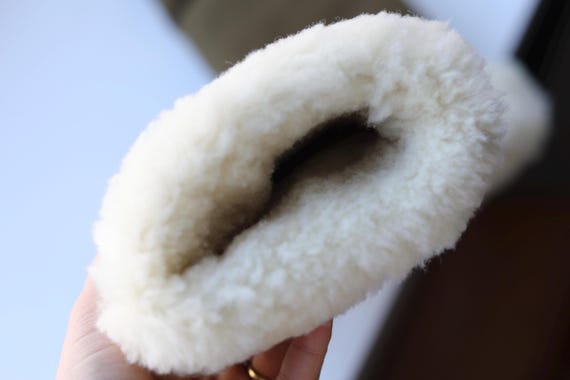 Vintage  UNISEX 70s Sheep Wool Mittens: Khaki Cot… - image 4