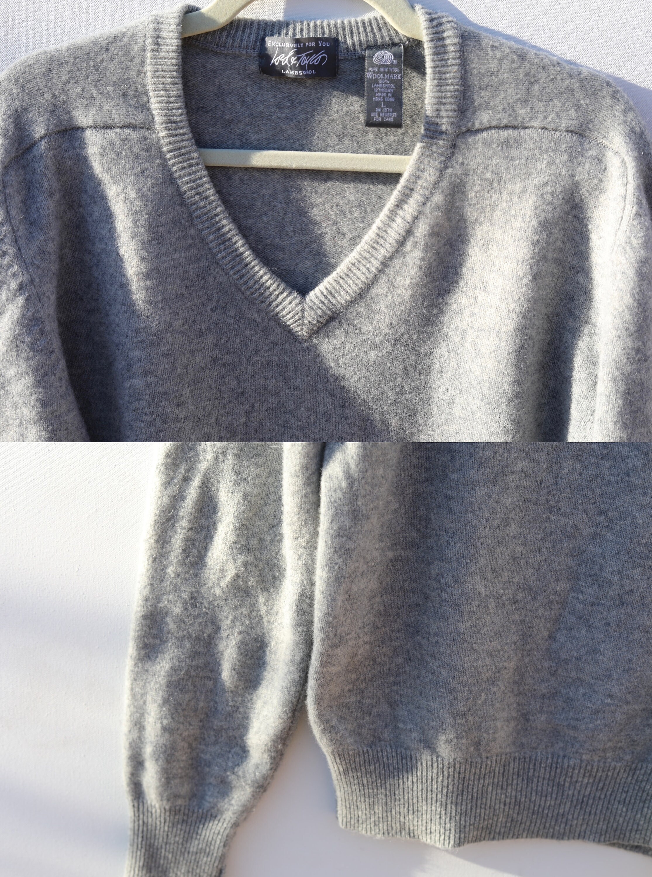 Vintage 90s Lambswool V-neck Sweater: Men's Large Grey Pullover - Etsy