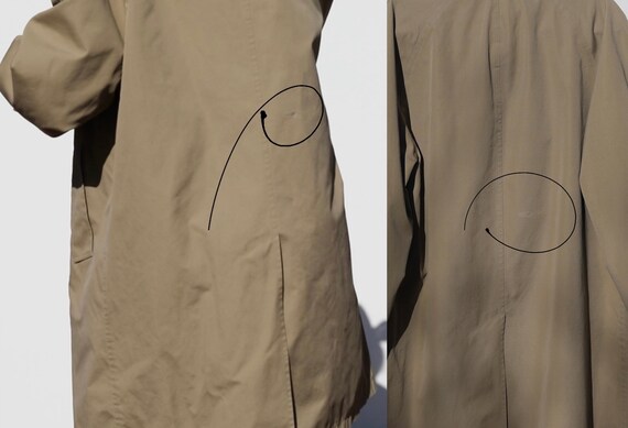 VTG khaki trench coat, distressed oversized peaco… - image 10