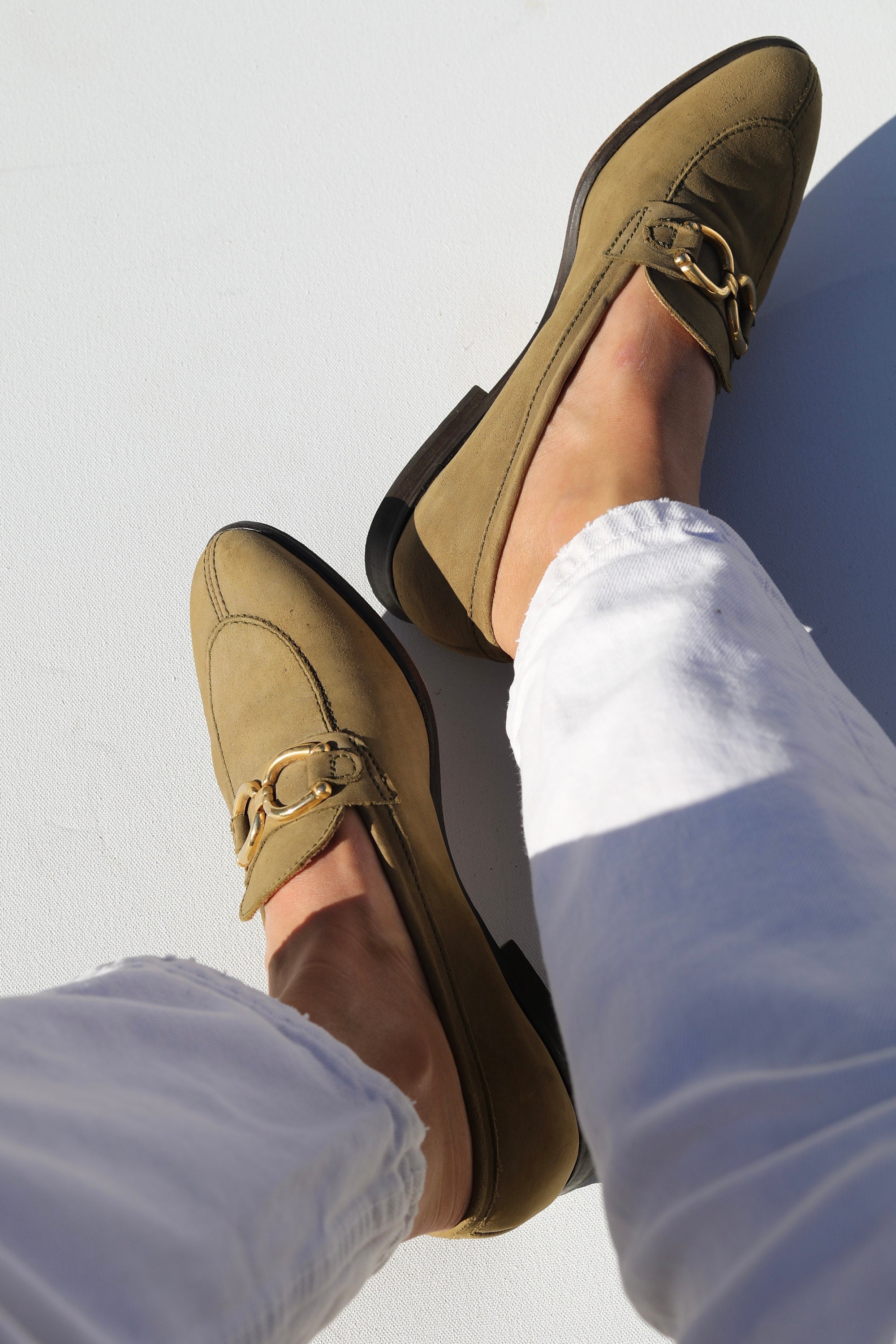 Women vintage slip on loafers low heel pu leather loafers discount