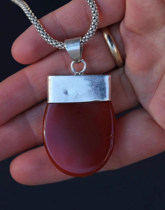 Vintage solid steeling silver Orange/Red  Carneli… - image 5