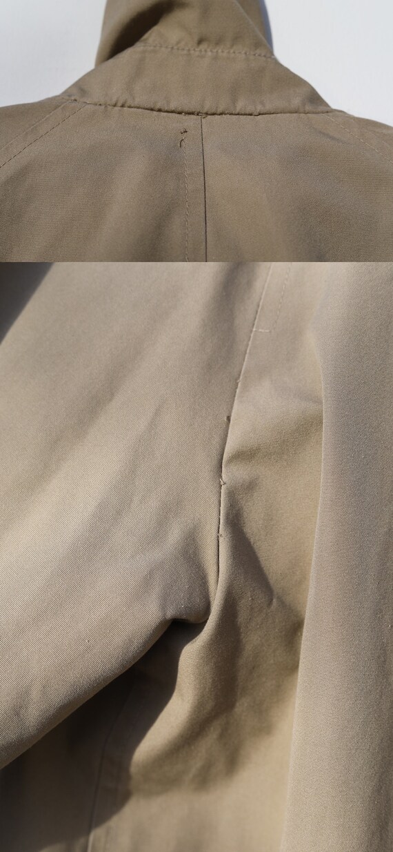 VTG khaki trench coat, distressed oversized peaco… - image 9
