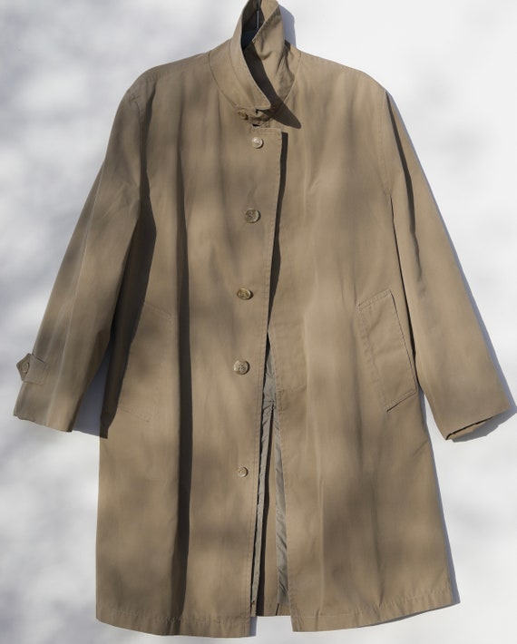 VTG khaki trench coat, distressed oversized peaco… - image 5