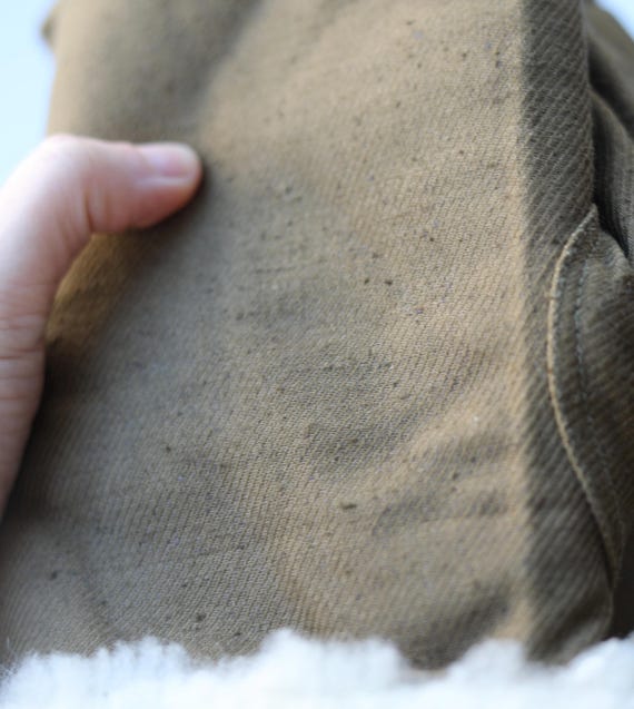 Vintage  UNISEX 70s Sheep Wool Mittens: Khaki Cot… - image 10