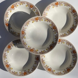 Vintage 80s Floral Soup Bowls - Set of 5 - Farmhouse Decor