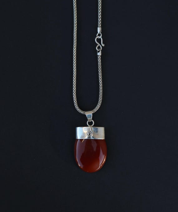 Vintage solid steeling silver Orange/Red  Carneli… - image 11