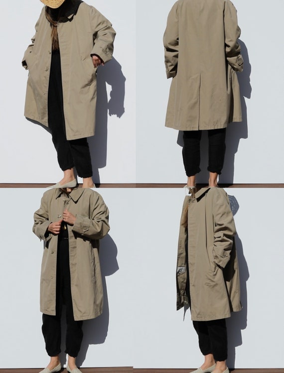 VTG khaki trench coat, distressed oversized peaco… - image 7