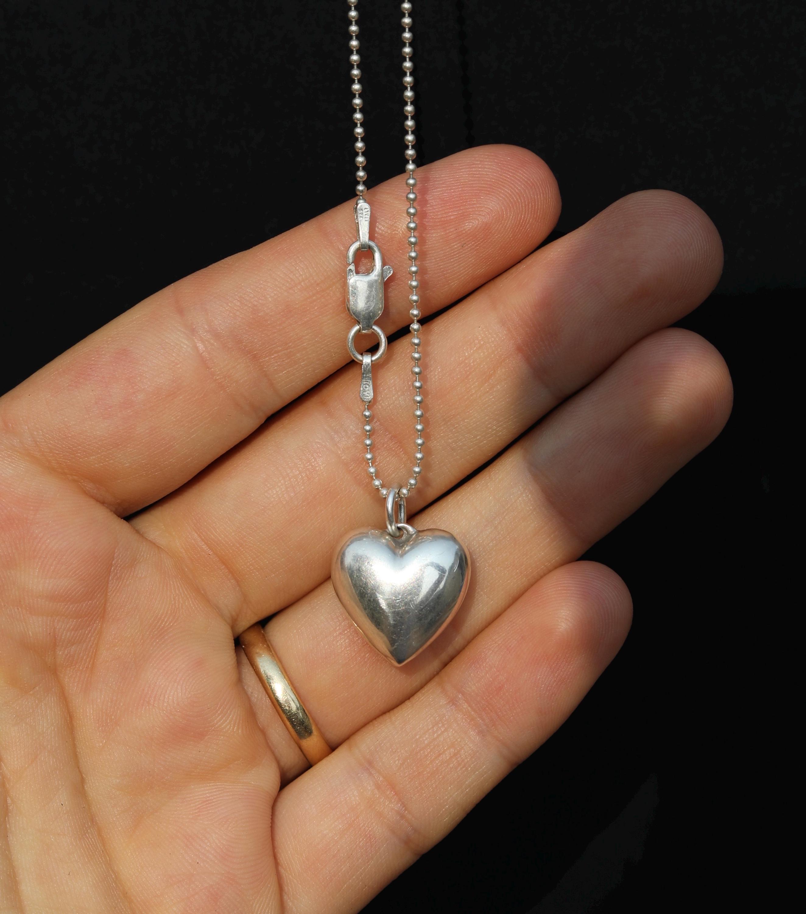 ヴィンテージ スターリングシルバー パフィーハート ペンダント
