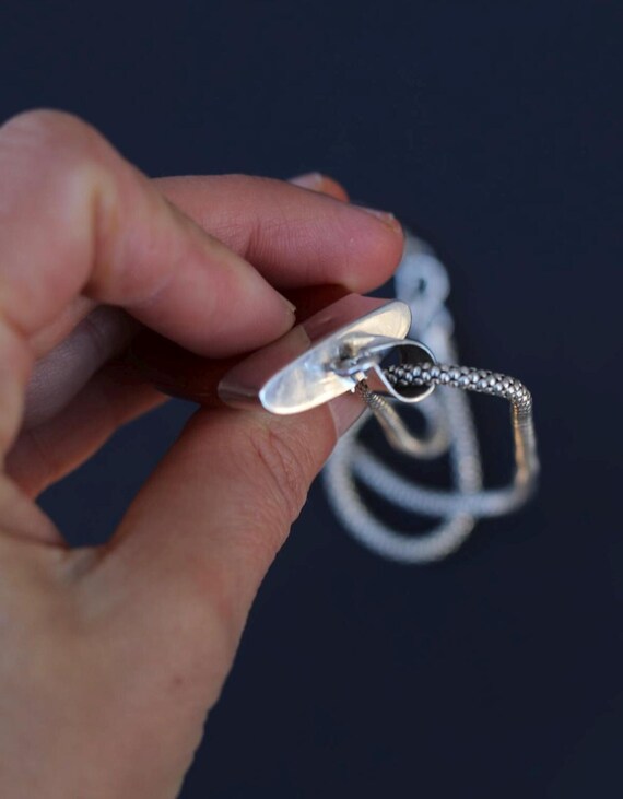 Vintage solid steeling silver Orange/Red  Carneli… - image 6