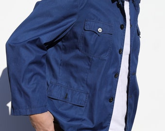 VTG deadstock royal blue chore jacket, workwear coat, 90s casual blue jacket, euc aprox size M, workwear chefs  jacket with pockets