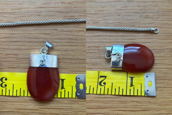 Vintage solid steeling silver Orange/Red  Carneli… - image 13