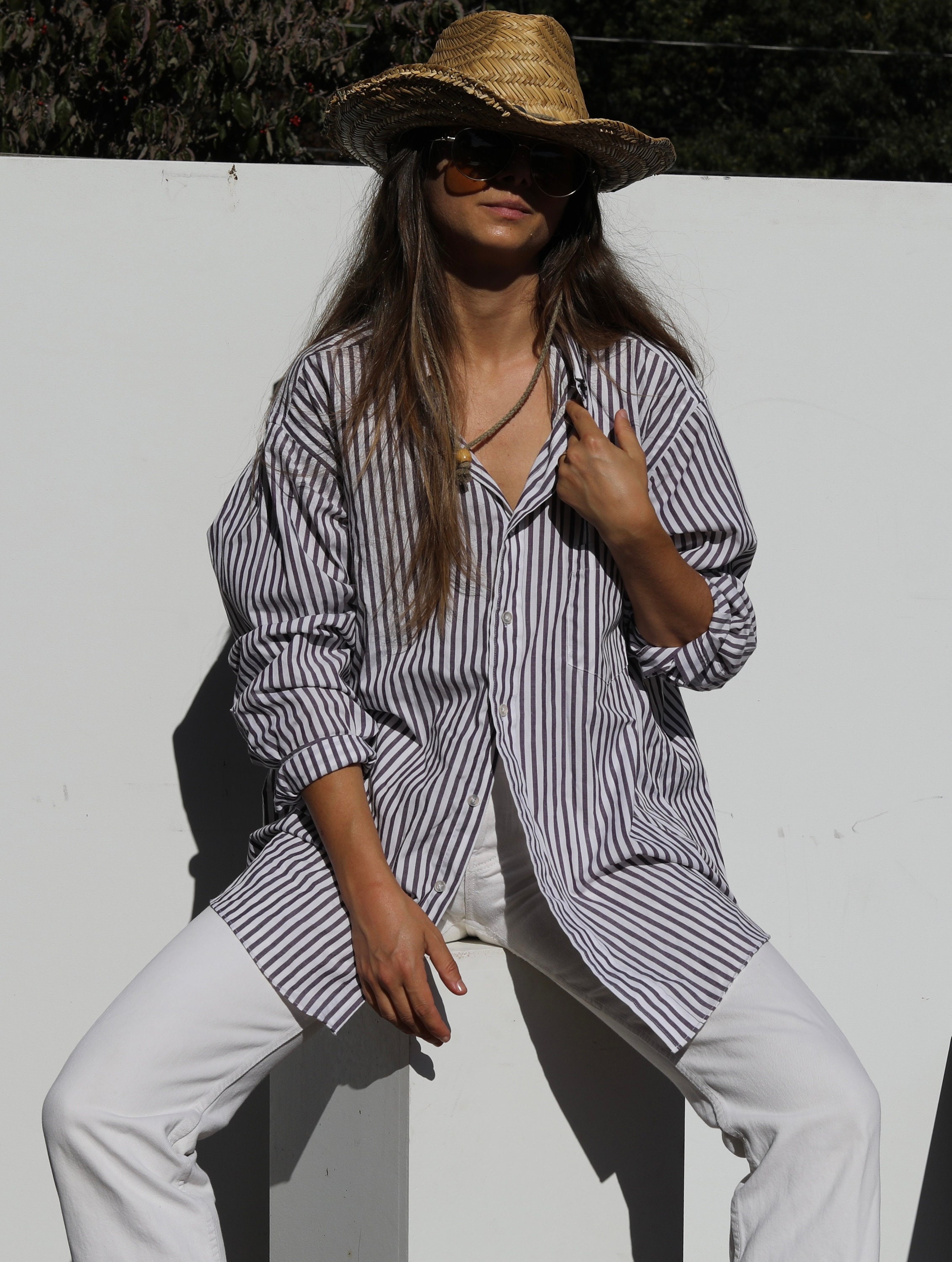 1980s Yves Saint Laurent White Button Down Long Sleeve Cotton Blend Shirt —  Canned Ham Vintage