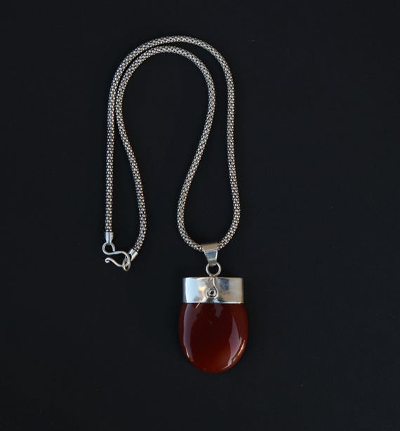 Vintage solid steeling silver Orange/Red  Carneli… - image 9