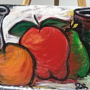 Acrylic abstract painting of fruit