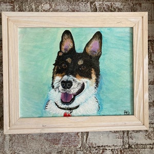 Acrylic painting a of pet corgi dog.  This painting is based on one of my cousin&#39;s dogs.