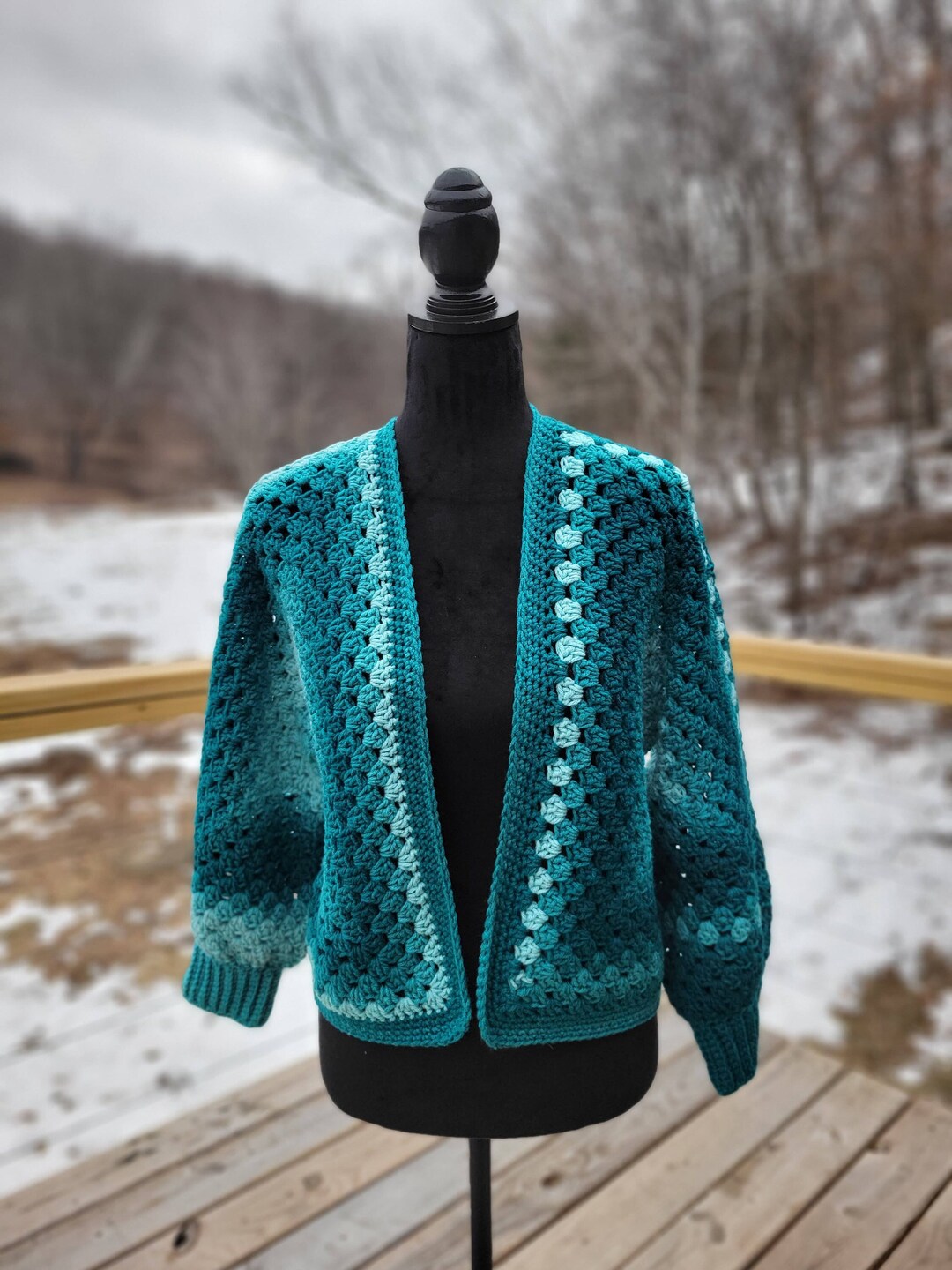Crop Hexi Cardigan Hexi Cardigan Crochet Cardigan Teal Etsy