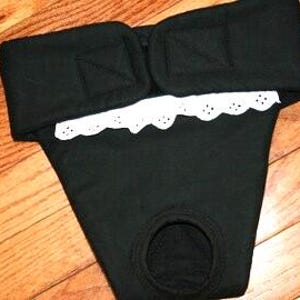 Washable female dog diaper for incontinence  training nappies or puppie diaper no elastic and free custom sizing quilted Black by angelpuppi
